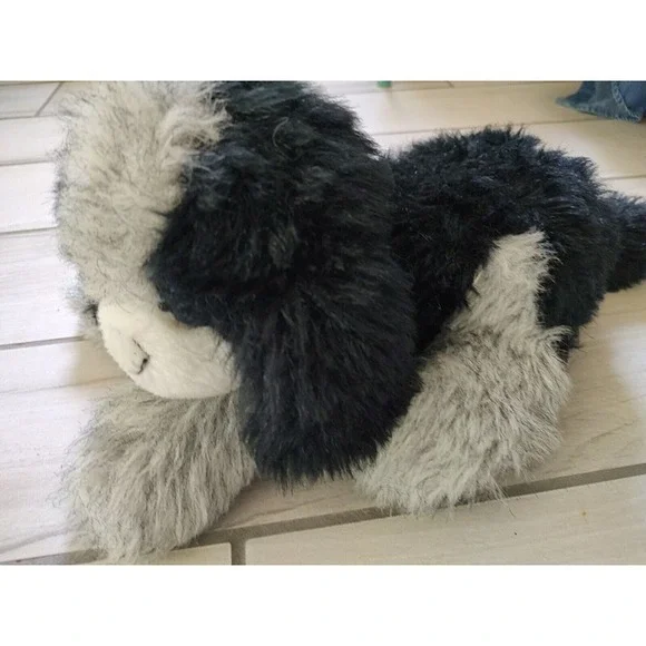 Vintage Gerber Precious Plush Dog Puppy Stuffed Animal Grey Fluffy White Black - Picture 4 of 5